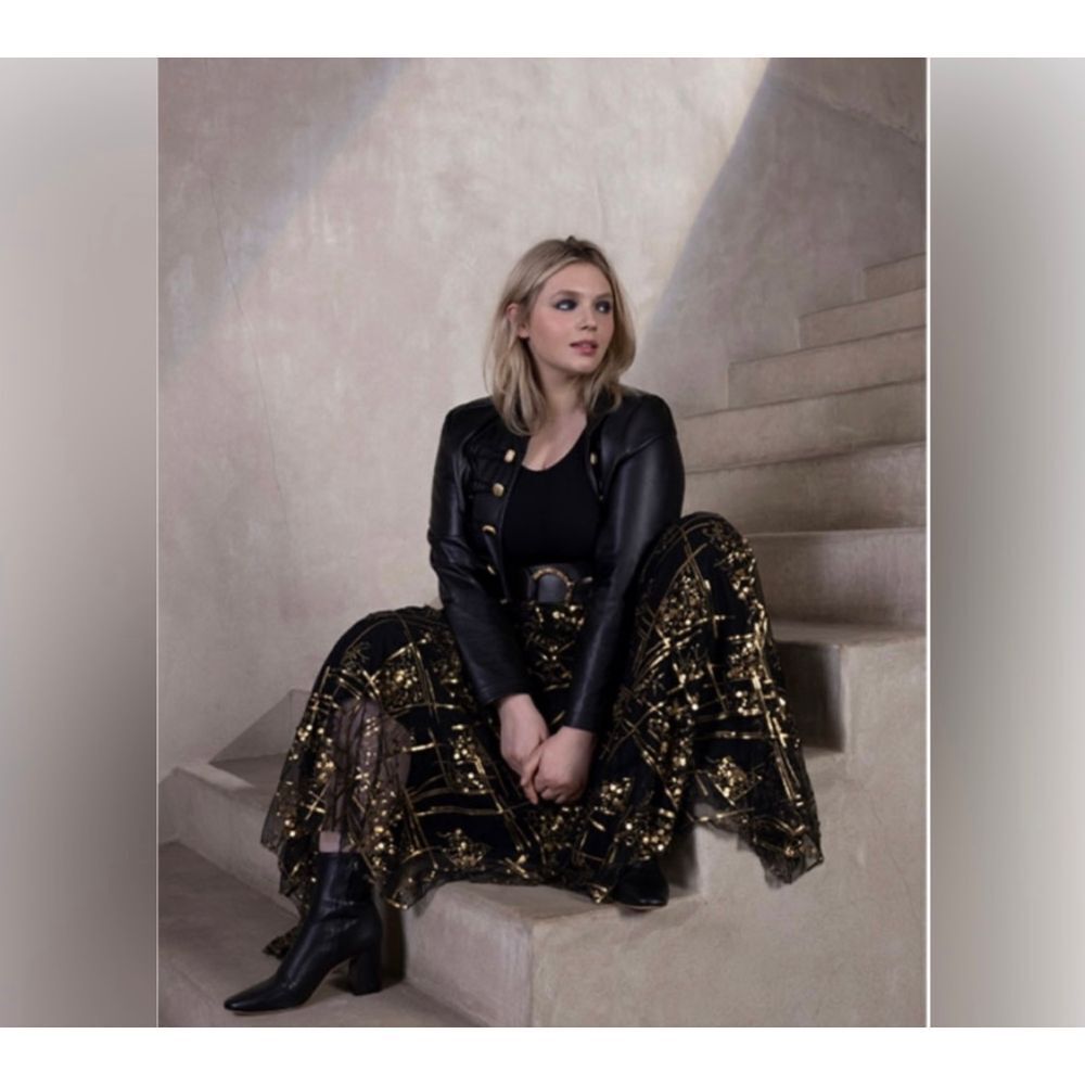 MAKING THE CUT Women's Elegant Black and Gold maxi‎ Skirts size M